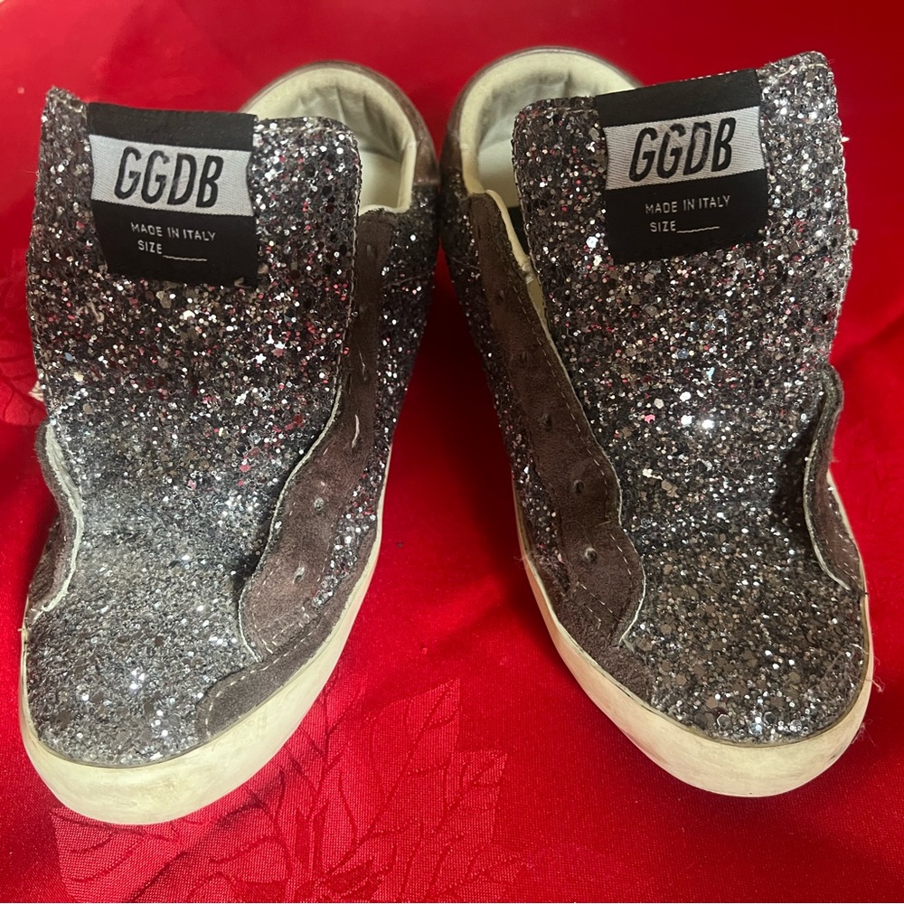 Golden Goose woman Glitter Sneakers in Silver and Brown